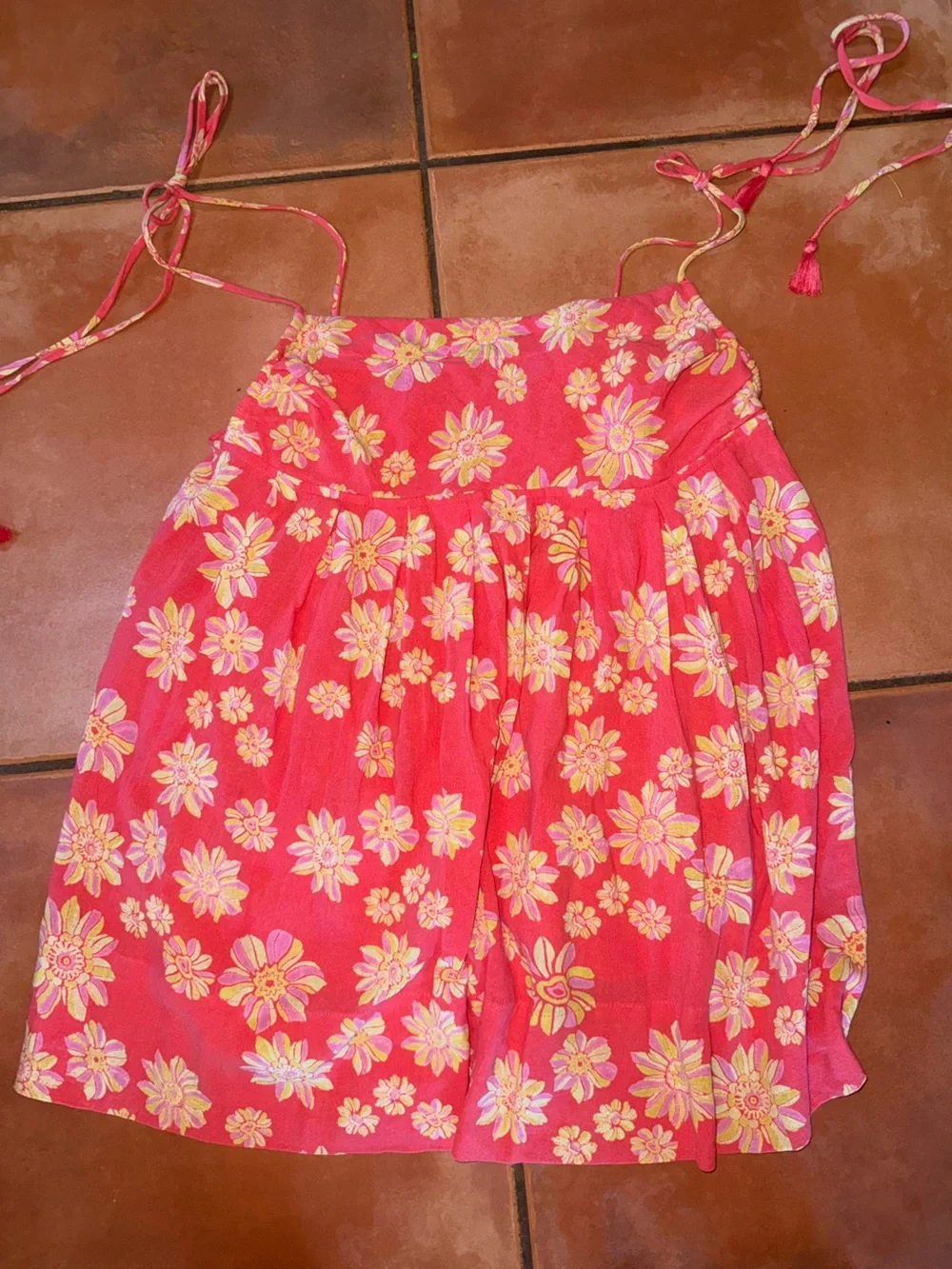 Free People Coral Floral Tiered Sundress